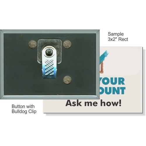 Bulldog Clip 3 X 2 Inch Rectangular Button 1