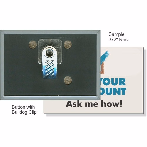 Bulldog Clip 3 X 2 Inch Rectangular Button