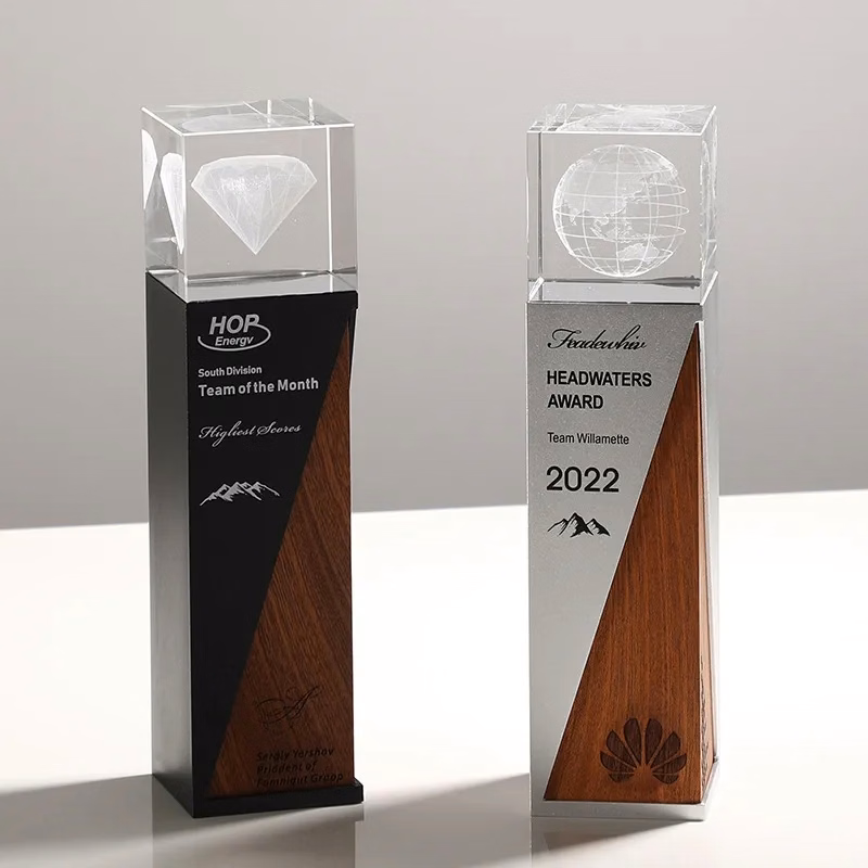 Metal and Wood Crystal Award