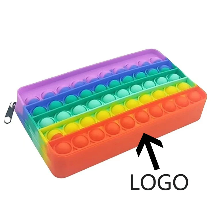 Rectangle Shape Rodent Pioneer Silicone Pencil Decompression Bubble Stationery Storage Bag / Hook 1