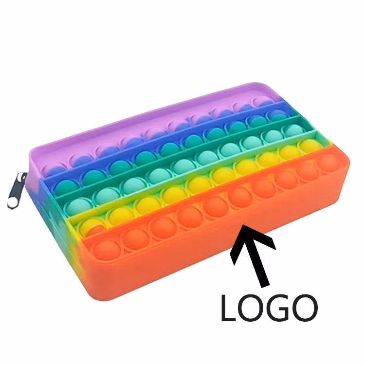 Rectangle Shape Rodent Pioneer Silicone Pencil Decompression Bubble Stationery Storage Bag / Hook