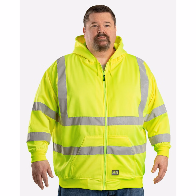Men's Tall Hi-Vis Class 3 Lined Full-Zip Hooded Sweatshirt - HVF021T