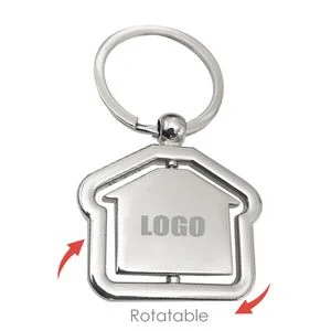 Alloy Rotating House Shaped Keychain 1