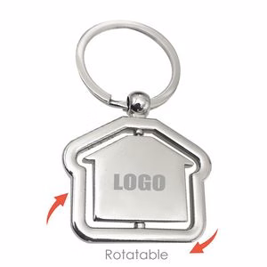 Alloy Rotating House Shaped Keychain