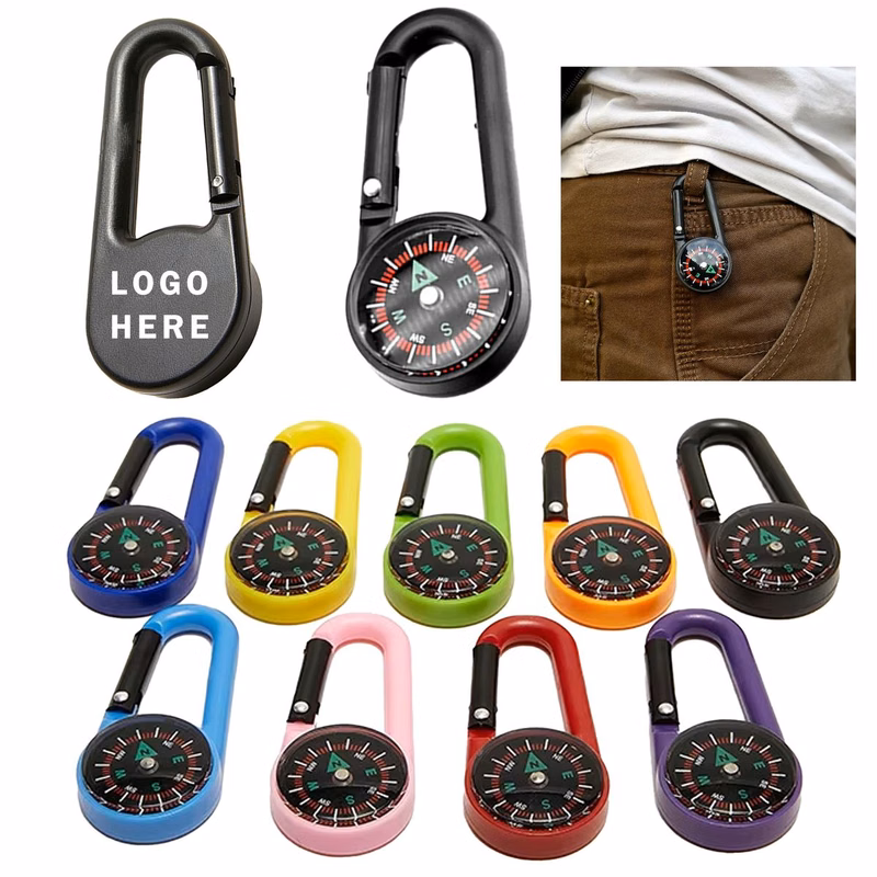 Carabiner Compass Keychain