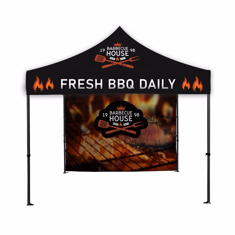 10'x10' Deluxe Black Steel Frame Tent Kit w/Rear Wall