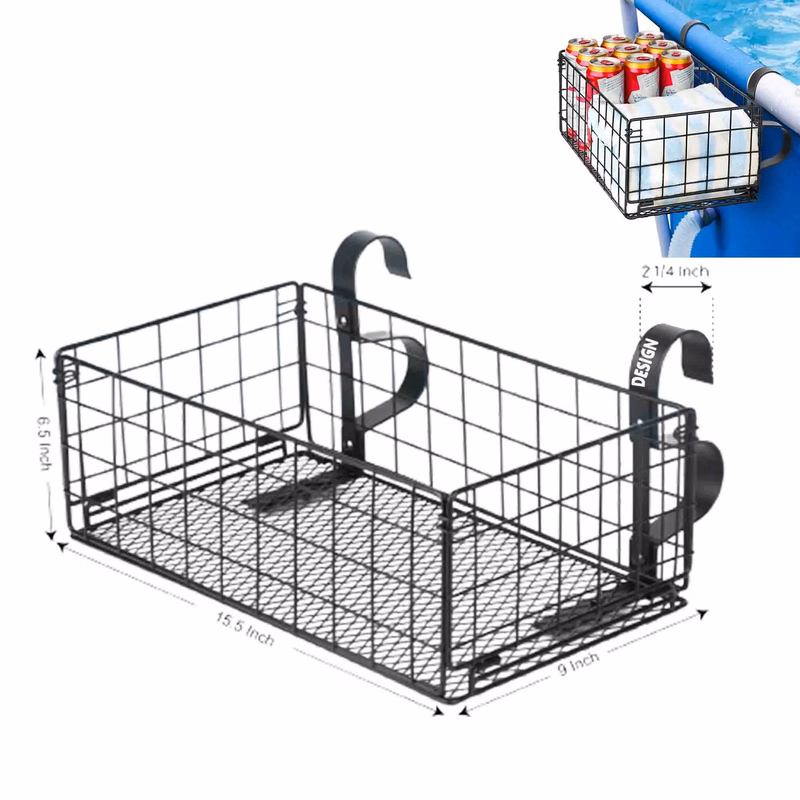 MOQ5 Metal Poolside Storage Basket Holder
