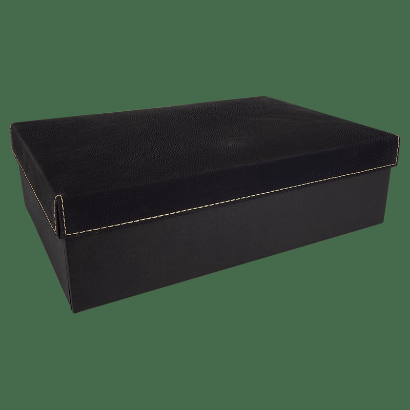 12" x 8" Black/Gold Gift Box with Leatherette Lid