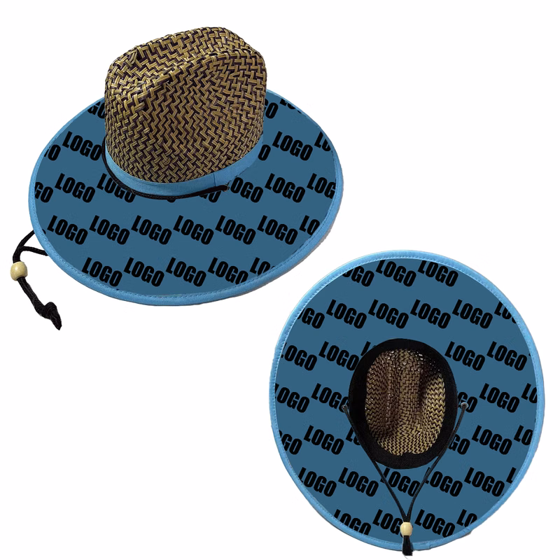 Custom Lifeguard Straw Hat with Full Color Underbrim