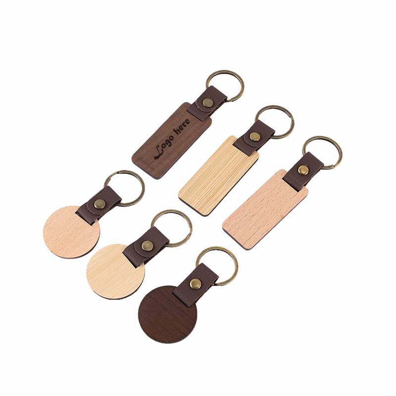 Walnut Beech Wooden Keychain Pendant