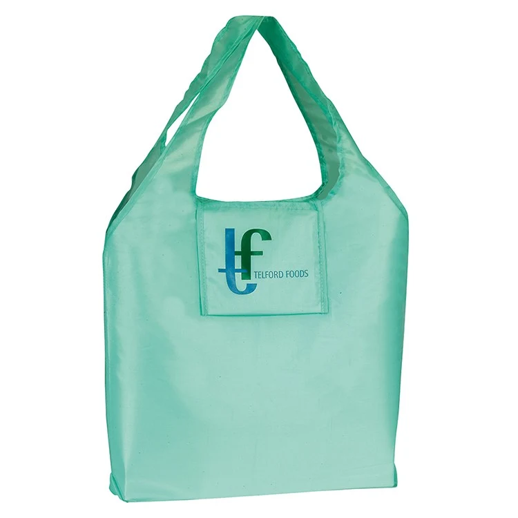 Eco Convenient Fold-Up Shopping Tote Bag, custom tote bag with logo imprint 1