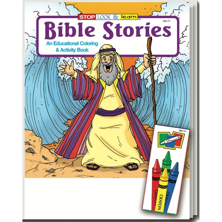 Bible Stories Coloring Book Sets - 4 Pack Crayons Ages 3-11 1