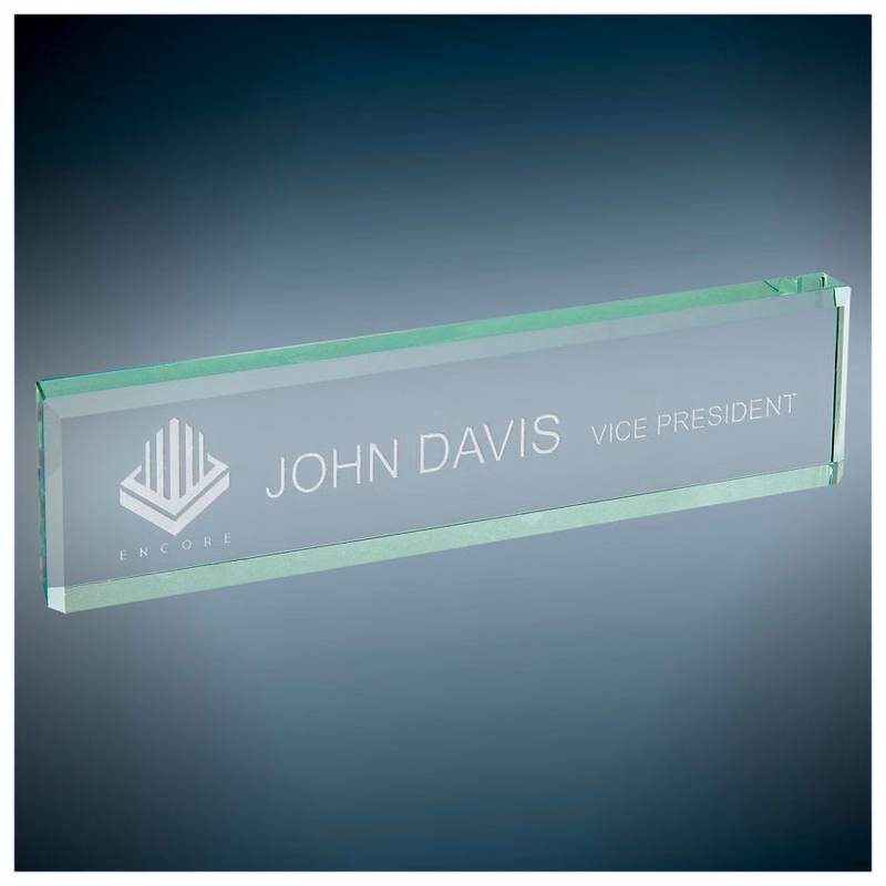 8" x 2" Jade Glass Desk Wedge