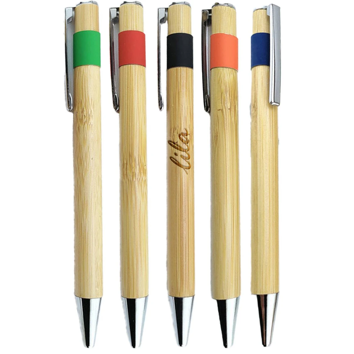 Bamboo Click Ballpoint Pen, custom pen with logo imprint 1