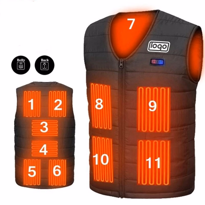 11 Zones Heating Vest For Men/Women ,V-neck USB Heated Coat