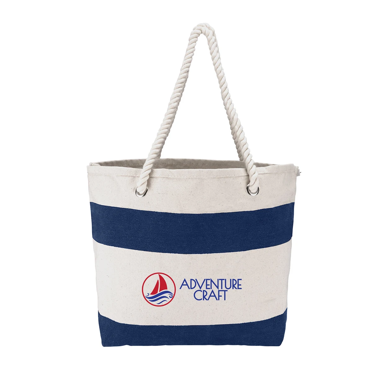 Cotton Resort Tote Bag with Rope Handle, custom tote bag with logo imprint 1