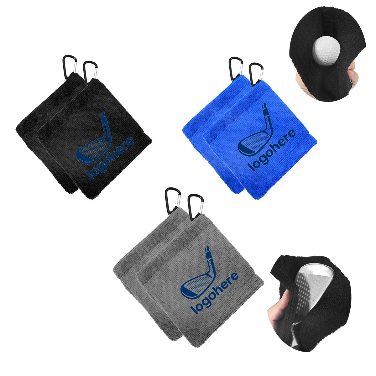 MOQ 50 Golf Towel With Bag Attachment 1
