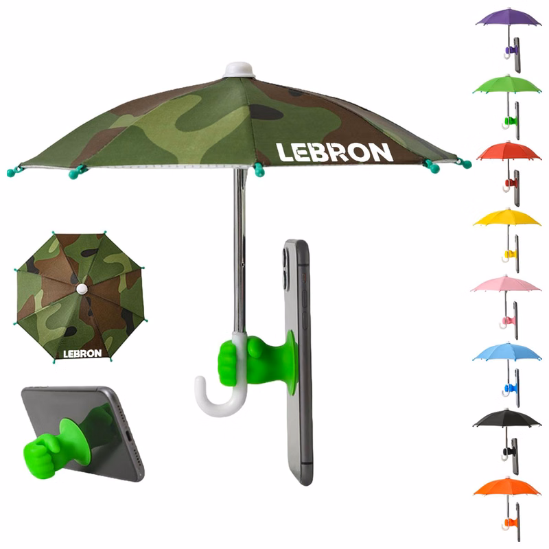 Mini Waterproof Phone Umbrella w/ Fist Grip Stand