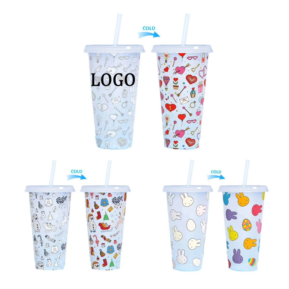 Color Changing Plastic Stadium Straw Cup 1