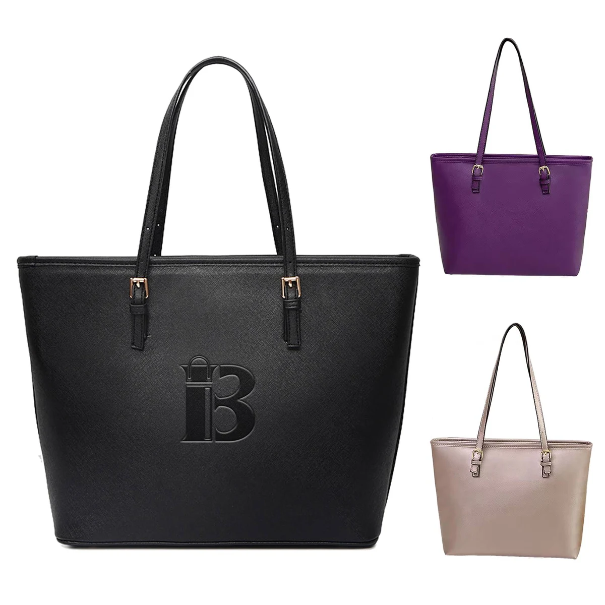 PU Leather Women Tote Handbag, custom tote bag with logo imprint 1