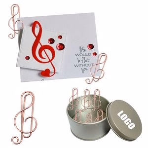 Music Clef Shaped Paper Clips In Tin Box