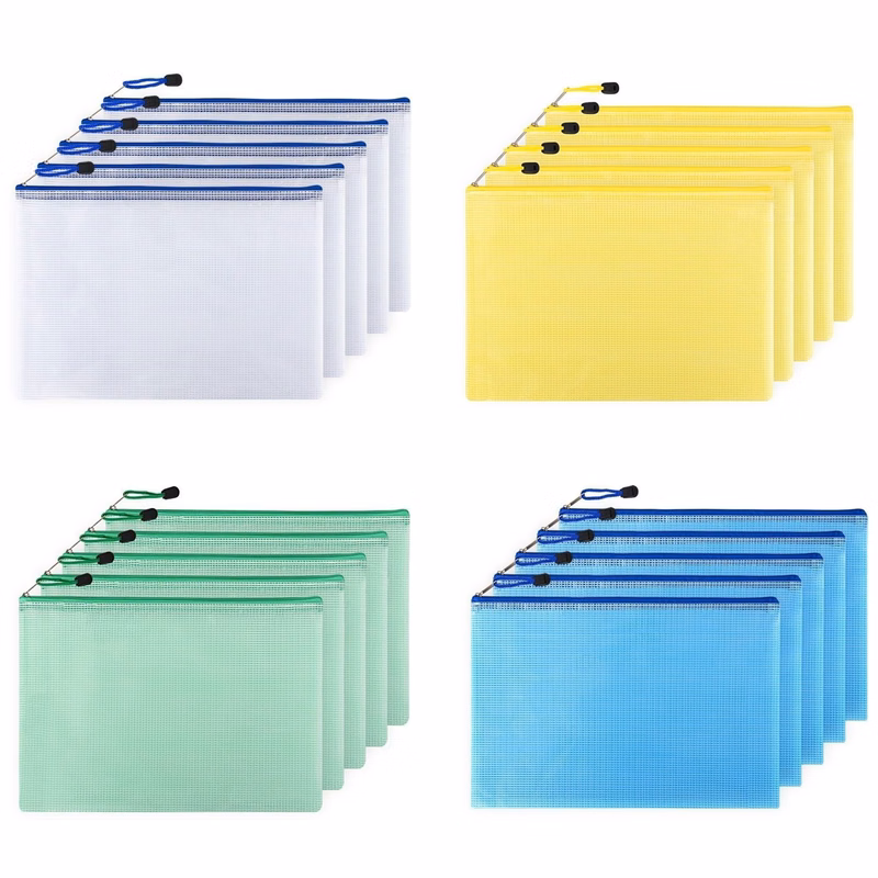 A4 Transparent Mesh Zipper File Bag