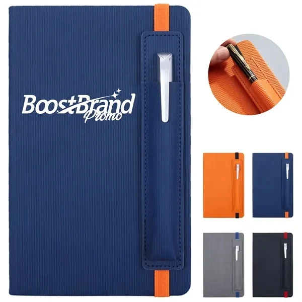 Custom A5 Textured Notebook with External Pen Holder Strap — Daily Planner Giveaway 1