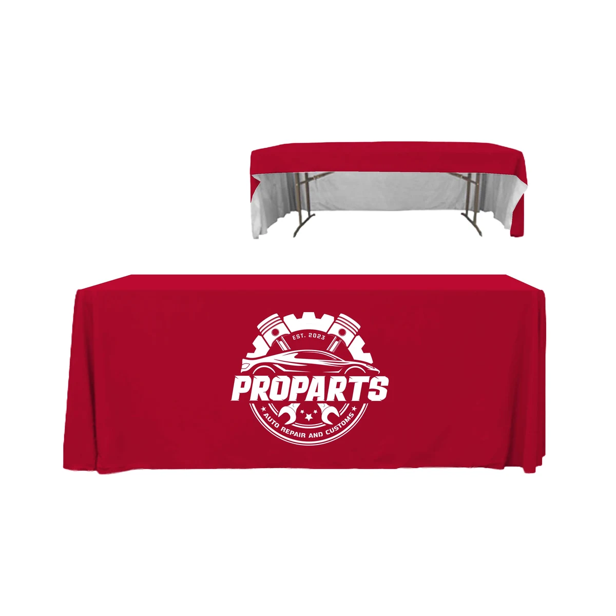 6 ft. 3 Sided PolyKnit Table Cover (One Color Logo) 1