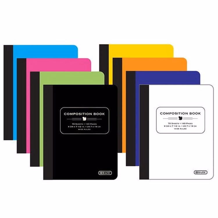 Wide Ruled Composition Books - 70 Sheets 8 Colors