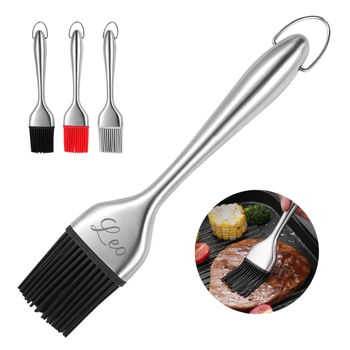 Stainless Steel Silicone BBQ Basting Brush 1