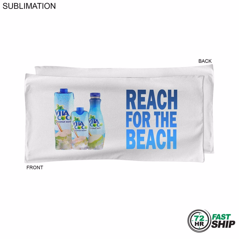 72 Hr Fast Ship - Absorbent Microfiber Dri-Lite Terry White Pool Towel 20x40, Sublimated