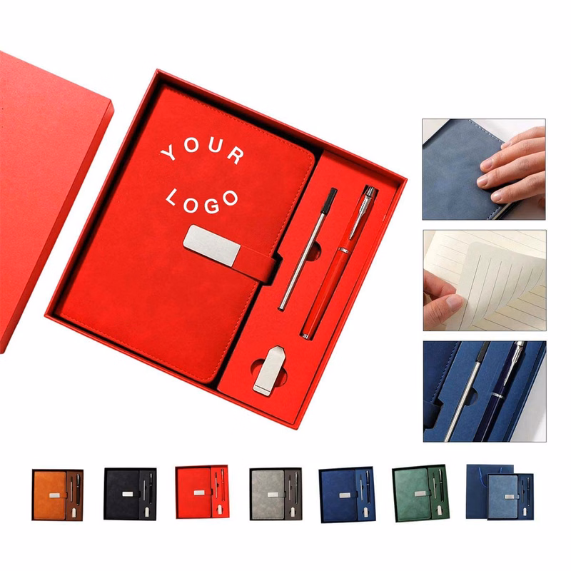 Faux Leather Snap Notebook Gift Set with Thick Paper
