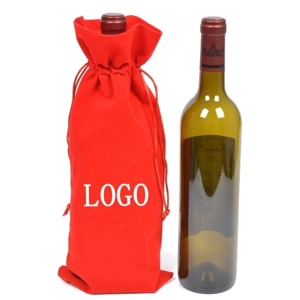 Velvet Wine Bottle Bag with Drawstring 1