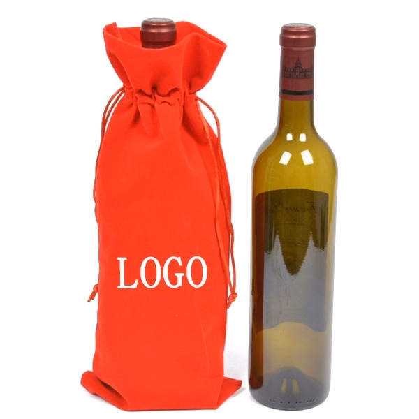 Velvet Wine Bottle Bag with Drawstring