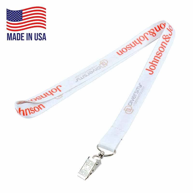 USA made Lanyard - 3/4 inch Dye-Sublimation w/ Bulldog Clip