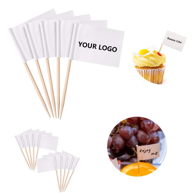 Decorative Bamboo Toothpick Flag Assorted Design 1.4 x 1"