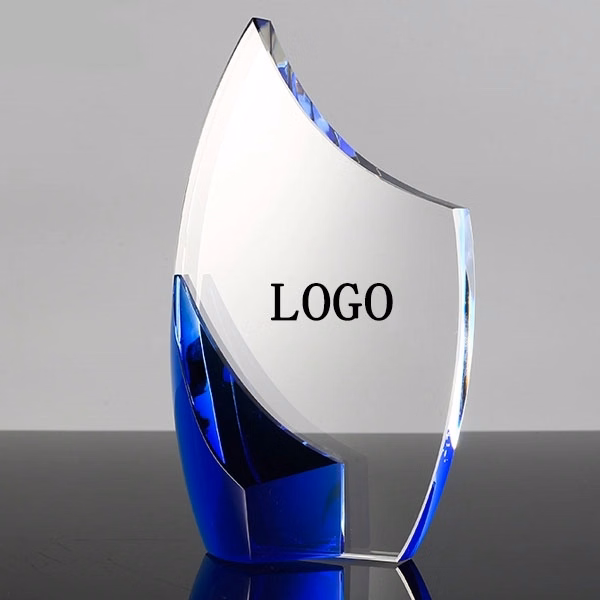 Custom Blue Crystal Award Trophy