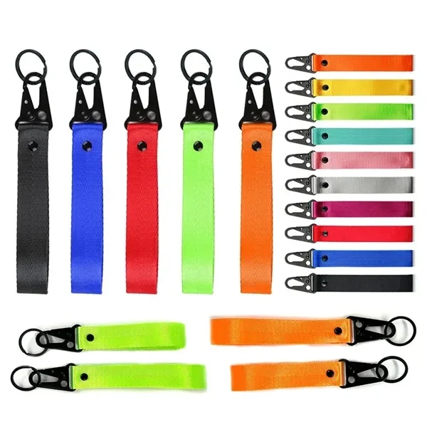 Custom Polyester Lanyard Wrist Keychain 4.7 Inch — Metal Buckle Security Giveaway 1