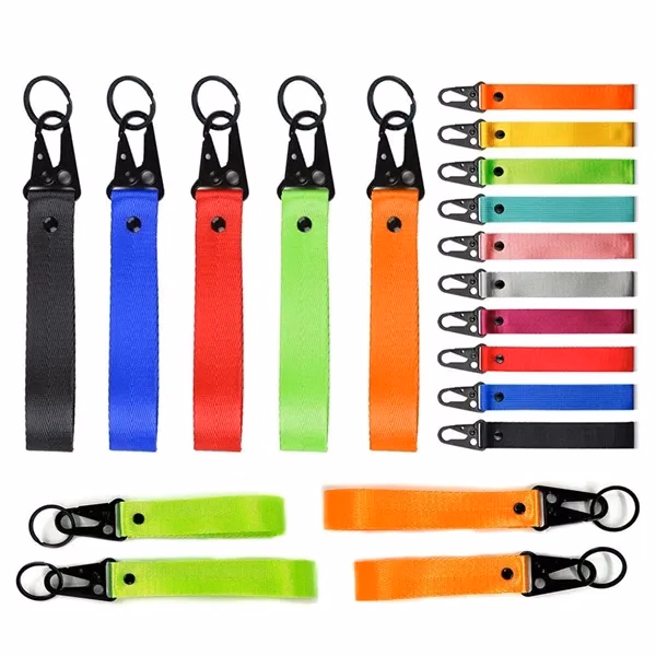 Custom Polyester Lanyard Wrist Keychain 4.7 Inch — Metal Buckle Security Giveaway