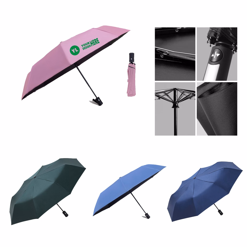 Compact Black-Coated Umbrella With Durable Frame