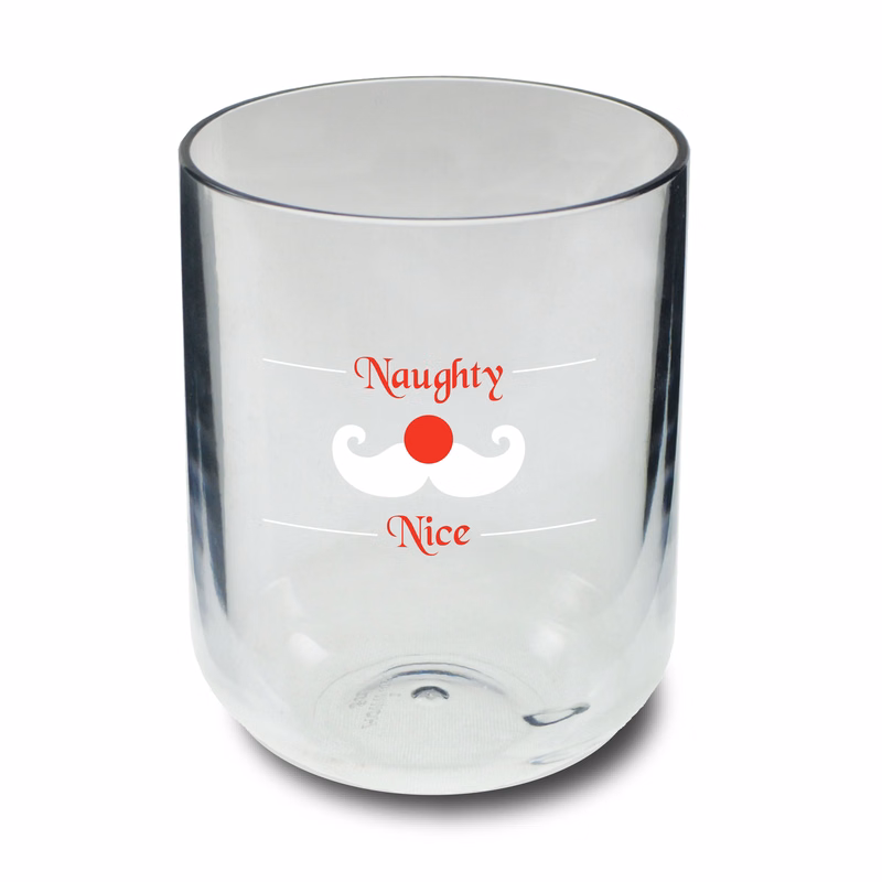 8oz "Naughty or Nice" Stock Holiday Stemless Plastic Wine Tumbler