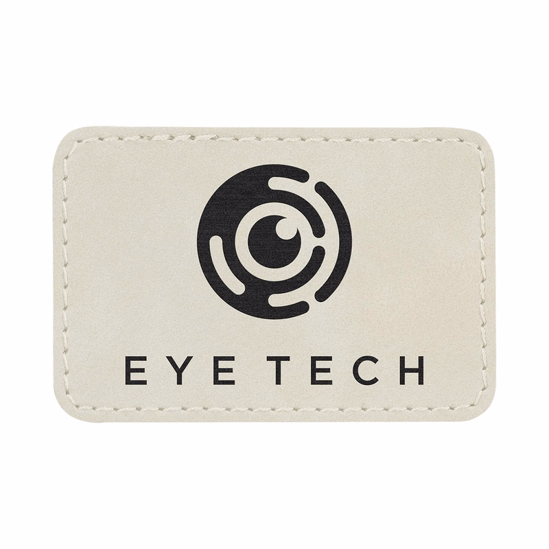 3" x 2" White Leatherette Rectangular Patch with Adhesive