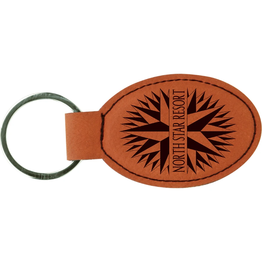 Laser Engraved Leatherette Key Tag - Oval (3"x1.75") 1