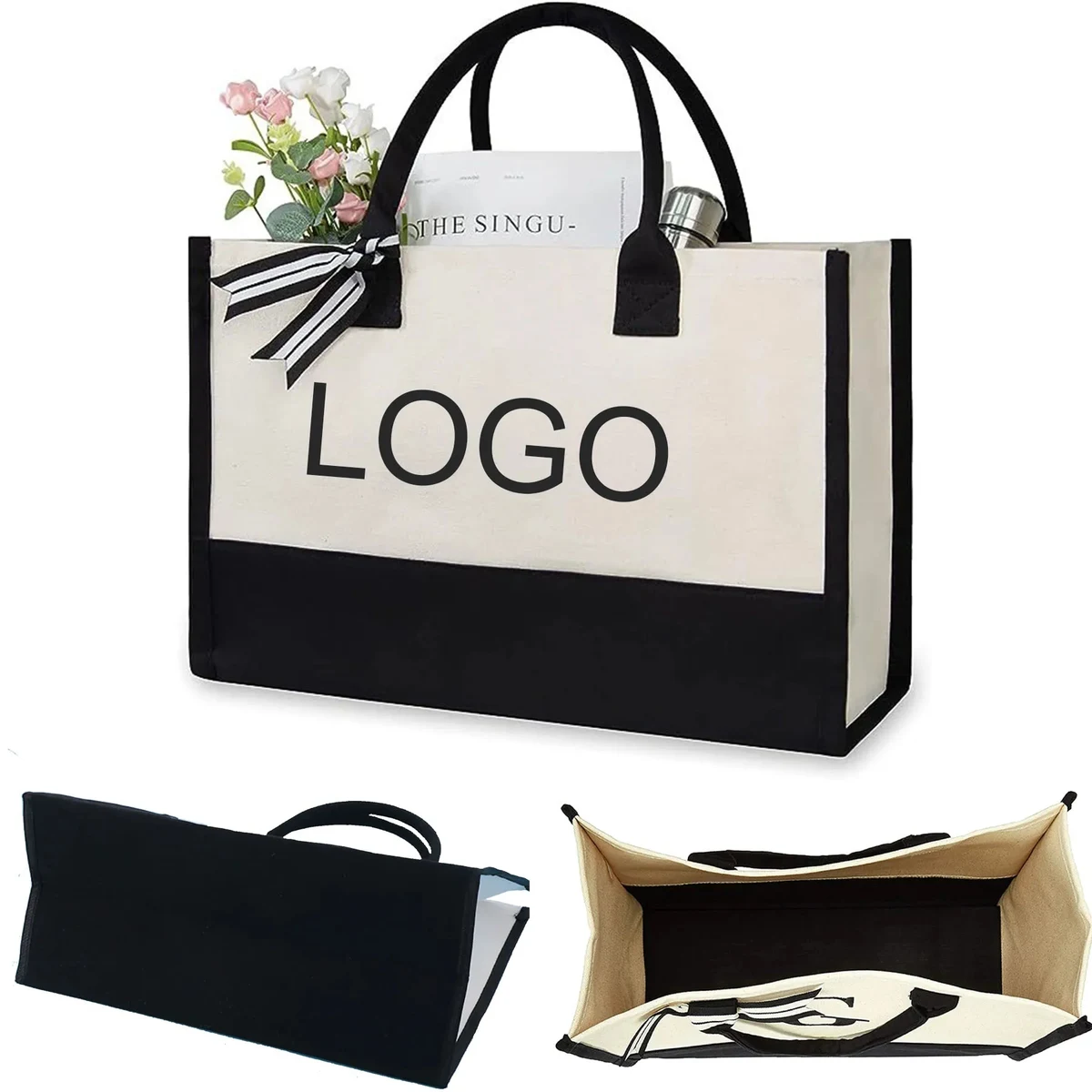 Personalized Canvas Tote Present Bag, custom tote bag with logo imprint 1