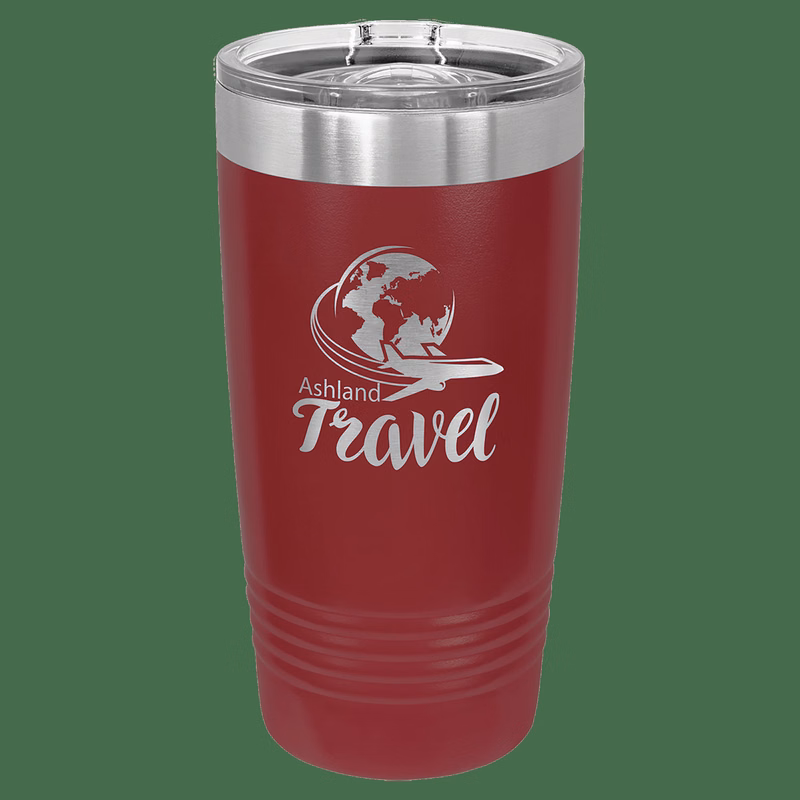 20 oz. Maroon Laser Engraved Polar Camel Ringneck Tumblers w/Slider Lid