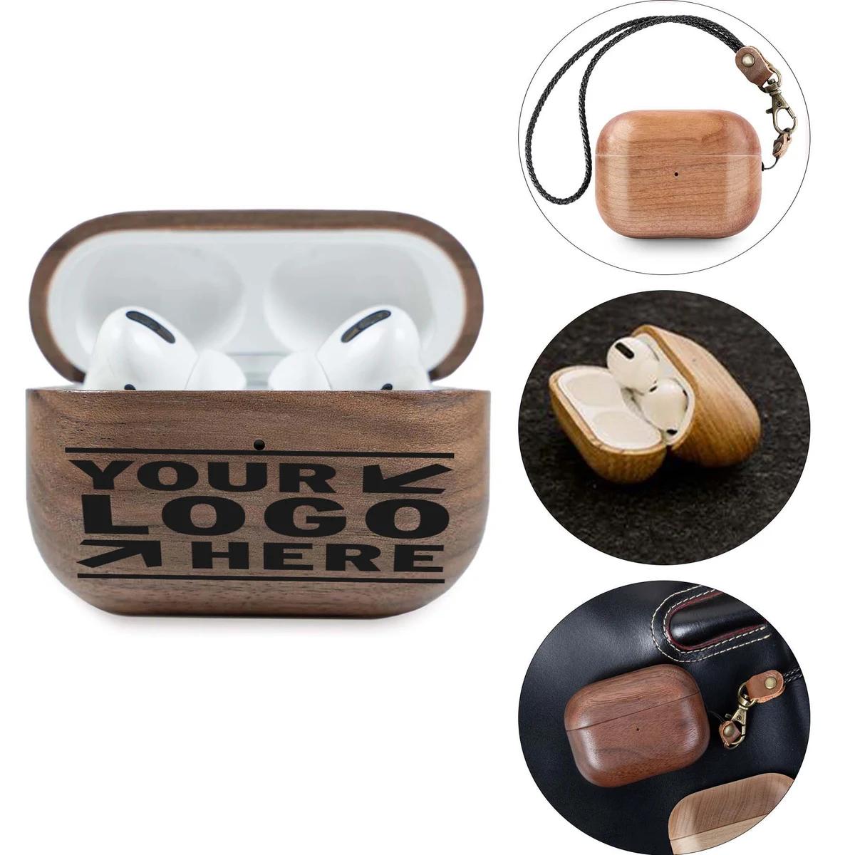 Air Pods Pro Wireless Earbuds with Handcrafted Wooden Case 1