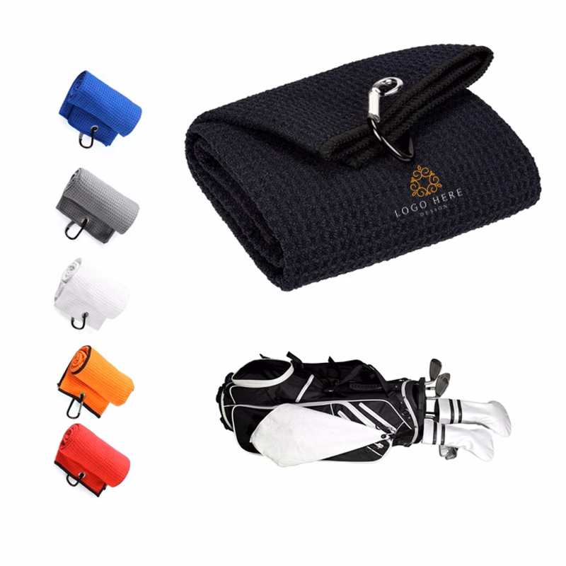 MOQ 50 Super Absorbent 16x24 Microfiber Golf Towel With Carabiner