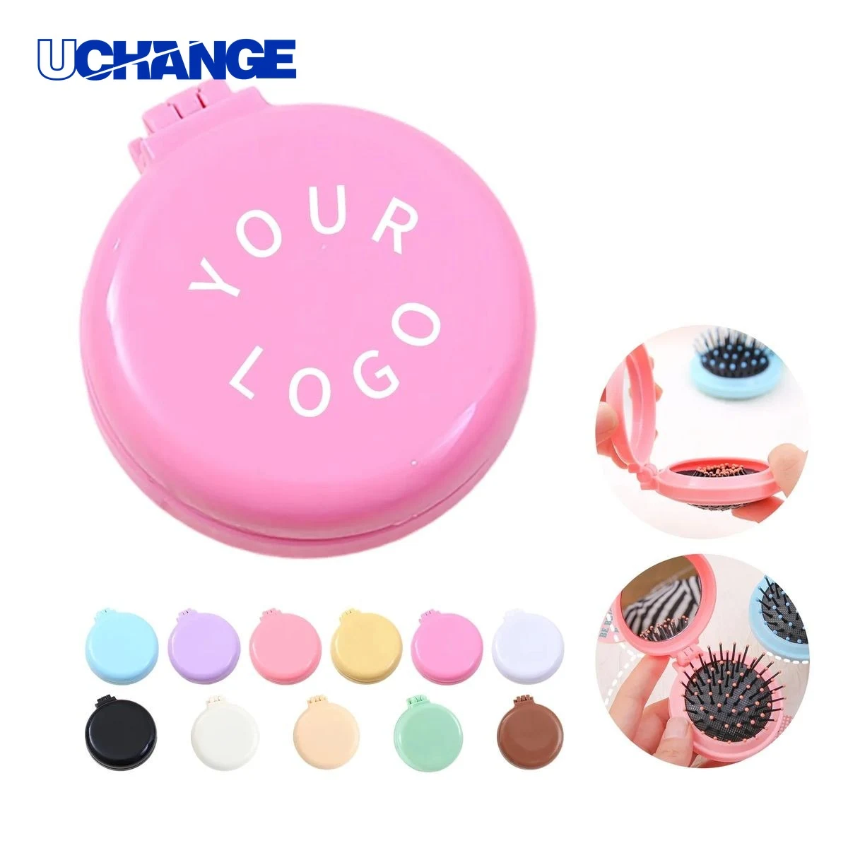 Folding Mirror Air Cushion Comb Tool with Logo 1