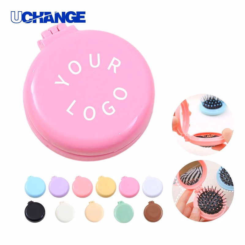 Folding Mirror Air Cushion Comb Tool with Logo