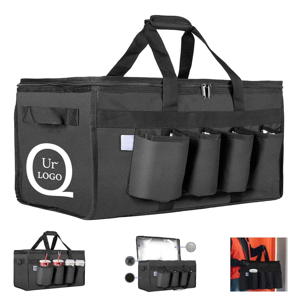 Food Fresh-Keeping Take-Away Cooler Bag W/ Drinking Holders 1